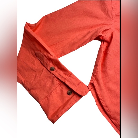 Women's Long Sleeve Button Down Cropped Shirt  Universal Thread Coral - Picture 6 of 9